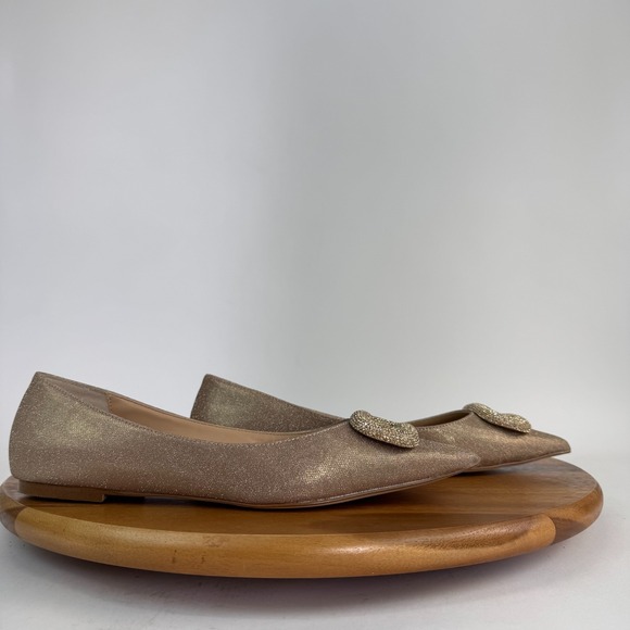 New NWOB Womens Steve Madden Tink Ballet Flats Pointed Nude Glitter Size 9.5 M - Picture 1 of 8